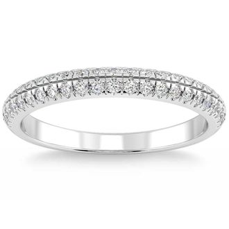 Pompeii3 1/2Ct Pave Diamond Wedding Ring 14k Gold Stackable Band Lab Grown