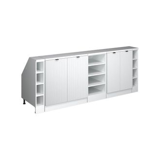 Vicco Armario De Cocina Para Techo Inclinado R-line, Ondulaci&oacute;n Blanca, 210 Cm Lote De 5 Carcasas De Armario 60 Cm De Profundidad, Vicco