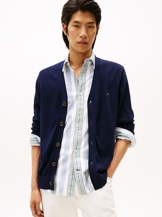 Tommy Hilfiger Mens Cotton-Cashmere Blend Cardigan - Navy - L