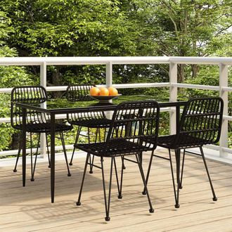 vidaXL Vidaxl - Juego De Comedor De Jard&iacute;n 5 Piezas Rat&aacute;n Sint&eacute;tico Negro
