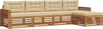 vidaXL Conjunto De Sof&aacute;s De Exterior 5 Uds. Natural Y Beige Vidaxl