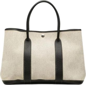 Herm&egrave;s Pre-owned The Garden Party Tote Bag - Dames - Vintage Shopper - Beige - ONE Size - Leer - Vintage