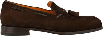 Santoni Su&egrave;de en leren loafers met kwastjes - Heren - Loafers - Bruin - 45 EU - Su&egrave;de - Schoenen