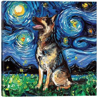 iCanvas Icanvas German Shepherd Night Ii By Aja Trier Wall Art