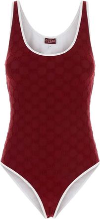Gucci monogram-embossed swimsuit - Red