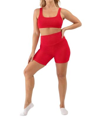 Bloch Womens High Waisted 5 Biker Shorts In Crimson