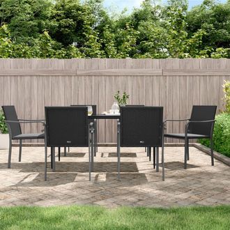vidaXL Vidaxl - Sillas Jard&iacute;n Y Cojines 6 Uds Rat&aacute;n Sint&eacute;tico Negro 56x59x84 Cm