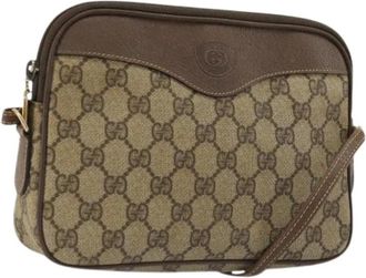Gucci Pre-owned Cross Body Bags, female, Beige, Size: ONE SIZE Pre-owned Vintage GG Canvas Shoulder Bag