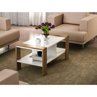 Dmora Mesa De Sal&oacute;n Langosco, Un Compartimento, 60x90x42h Cm Blanco Nogal