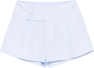 Frame Denim Gestreepte Shorts met Knopen - Dames - Bermuda - Blauw - M - Katoen - Korte Broeken
