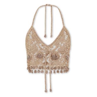 Paco Rabanne Bralette de Ganchillo con Bordado de Cuentas - Tops - Mujer - Amarillo - S