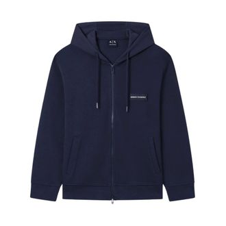 A|X Armani Exchange Full Zip Hooded Sweatshirt - male - Armani Exchange - Zip-throughs - Blue - XL - Sweatshirts & Hoodies