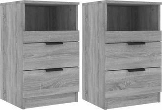 vidaXL Mesitas De Noche 2 Uds Madera Contrachapada Gris Sonoma Vidaxl