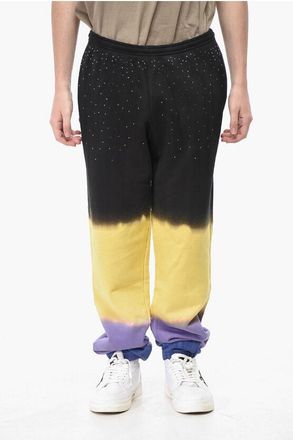 Off-white Tie-Dye Degrad&eacute; Cotton Joggers with Rhinestones size M