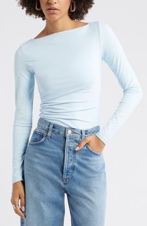 Open Edit Ruched Side Top in Blue Delicate at Nordstrom Rack, Size Xx-Small