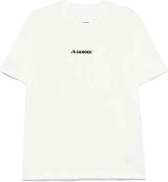 Jil Sander Logo Print Katoenen T-shirt Wit - Heren - T-shirts - Wit - L - Katoen - Tops