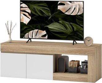 HOMCOM Homcom - Mobile Porta tv 60 con Ripiano e Armadietto 2 Ante Legno Naturale