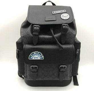 Coach Black Blue Signature Line Backpack (Pre-Owned)