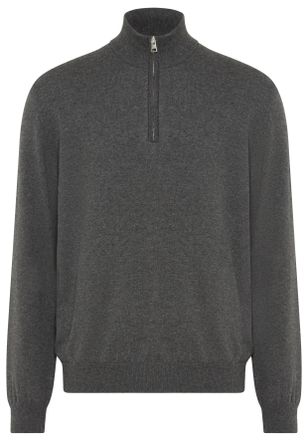 GANT Stehkragenpullover GANT COTTON/WOLL HALF ZIP, Herren, Gr. 4XL, grau (dunkelgrau melange), Strick, Obermaterial: 70% Baumwolle, 30% Wolle, normal, Ripp