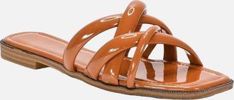 XY London Womens XY London Womens/Ladies Fiona Strappy Patent Leather Flat Sliders - Brown - Size: 3