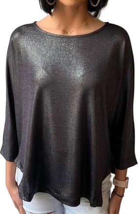 Elliott Lauren High Side Relaxed Blouse In Blue Shimmer