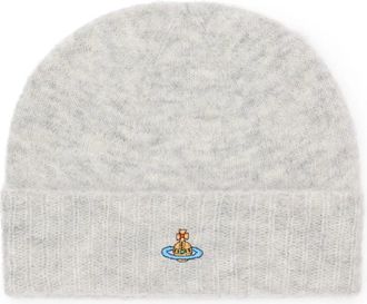 Vivienne Westwood Accessoires, Dames, Grijs, ONE Size, Orb Geborduurde Gebreide Muts