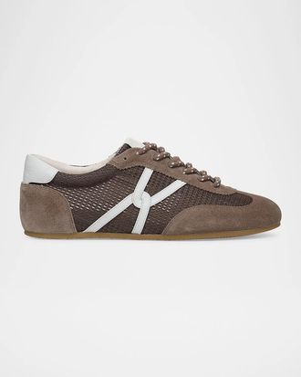 Veronica Beard Riviera Mesh and Leather Low-Top Sneakers