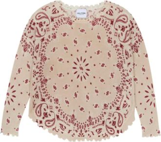 Kujten Kujten, Truien & Vesten, Dames, Beige, S, Bandana Print Knit