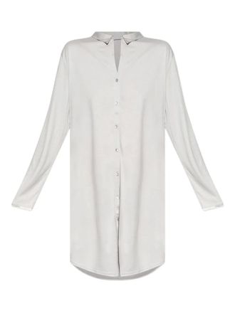 Hanro button-fastening long-sleeve nightdress - women - TENCEL Modal (LENZING)/Silk - S - Silver