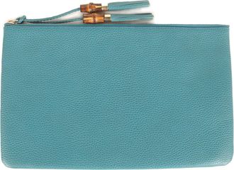 Gucci Turquoise Leather Clutch Bag (Pre-Owned)