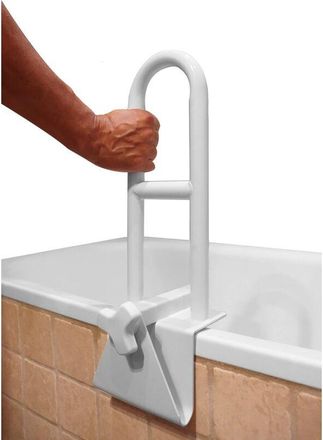 OEM Barra De Apoyo Para Ba&ntilde;o Para Personas Mayores, Asa De Seguridad Sin Necesidad De Taladrar (8 Cm, Bordes Lisos), Blanca Antideslizante Para Ba&ntilde;o