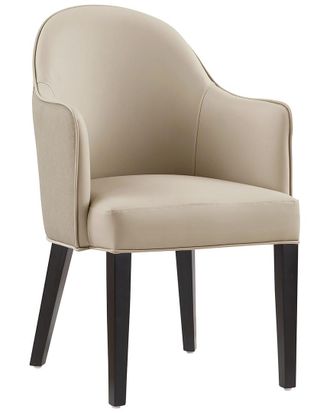 Manhattan Comfort Hillman Leatherette & Velvet Dining Armchair 2.0 with Beech Wood Legs
