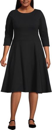 Lands End Starfish 3/4 Sleeve Dress in Black at Nordstrom, Size 1X