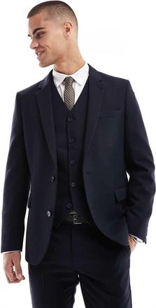 Asos Giacca da abito skinny blu navy in misto lana