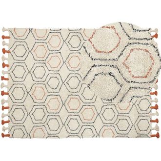 Beliani Rug HAJIPUR Beige 160 x 230 cm Cotton