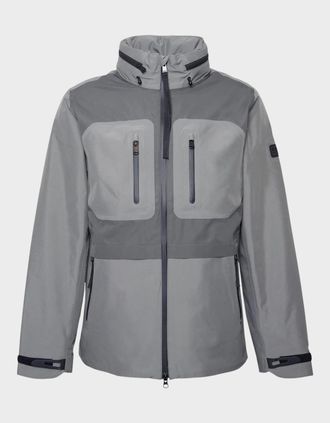 Barbour Mens Barbour International Mens Chevin Waterproof Concealed Hood Rain Anorak Grey - Size: 40/Regular