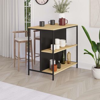 Decortie Detroit Modern Bar Table with Metal Legs Open Shelf 100cm in Black | Size: 1 Pack
