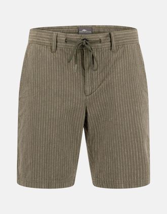 Fynch-Hatton Mens Linen Blend Pinstripe Bermuda Shorts Dark Khaki - Navy - Size: 39/38/32