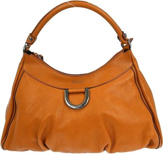 Gucci D Ring Hobo Leather Brown Leather Handbag (Pre-Owned)