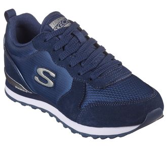 Skechers Sneaker SKECHERS OG 85 - GOLDN GURL, Damen, Gr. 35, blau (navy), Synthetik, Textil, Veloursleder, Schuhe Sneaker, Schn&uuml;rschuh, Original-Retro-Jogginsc