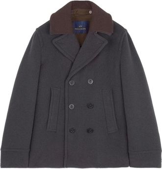 Paul & Shark Peacoat met geribde kraag - Heren - Mantel - Bruin - M - Wol - Jassen