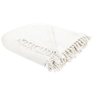 Beliani Beliani - Manta Moderna Tejida A Mano Con Flecos Sof&aacute; Cama 240 X 220 Cm Blanco Crema Chaohani
