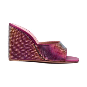 Amina Muaddi Lupita Crystal Wedge - female - Amina Muaddi - Wedges - Red - 3 UK - Shoes