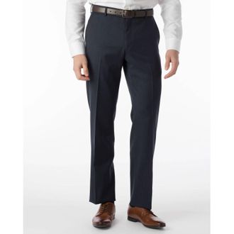 Ballin Super 120S Wool Gabardine Comfort Eze Plain Front Trouser In Navy Mix