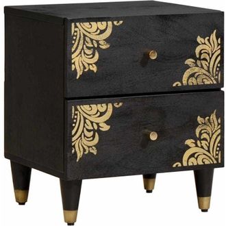 vidaXL Bedside Cabinet Black 40 x 33 x 46 cm Solid Mango Wood vidaXL