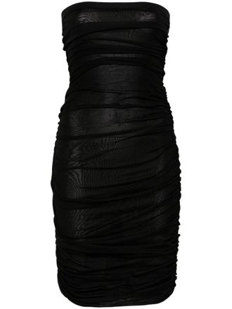 Saint Laurent ruched mini dress - women - Polyamide/Viscose/Viscose/Elastane - S - Black