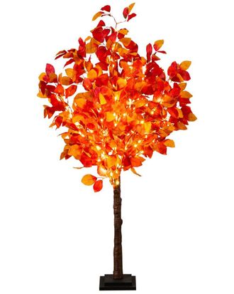 Nearly Natural 4Ft. Pre-Lit Autumn Artificial Fall Tree