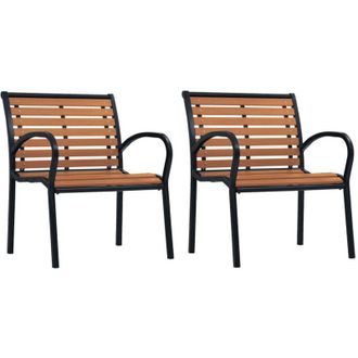 vidaXL Garden Chairs 2 pcs Steel and WPC Black and Brown vidaXL