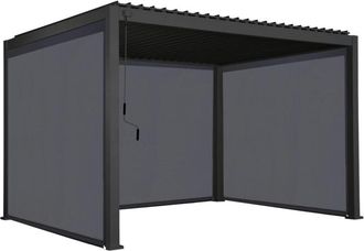 Sweeek Pérgola bioclimática 3x4m de aluminio + 3 toldos, antracita