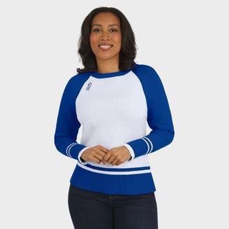 WEAR by Erin Andrews Womens WEAR by Erin Andrews White/Royal Buffalo Bills Colorblock Raglan Sweater at Nordstrom, Size Xx-Large